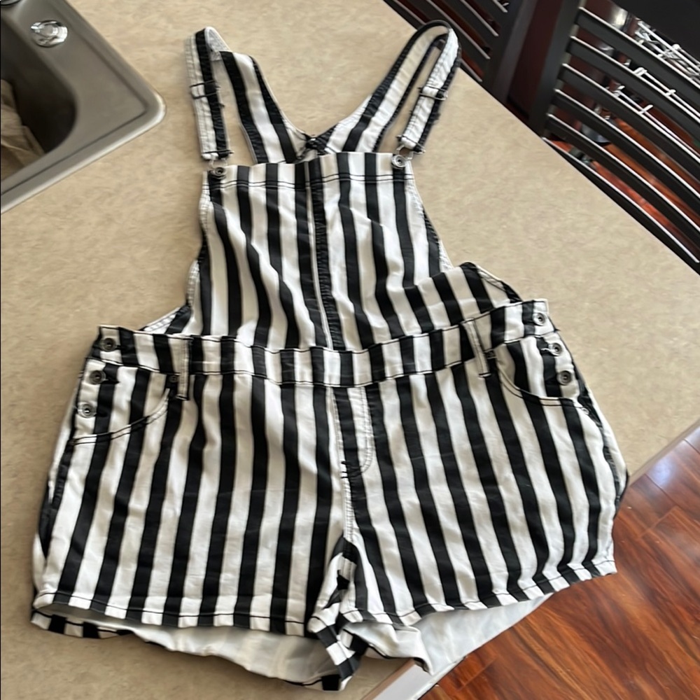 Black and White Striped Overalls
